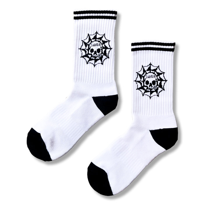 ARACHNIA STRIPE (WHITE) CREW SOCKS