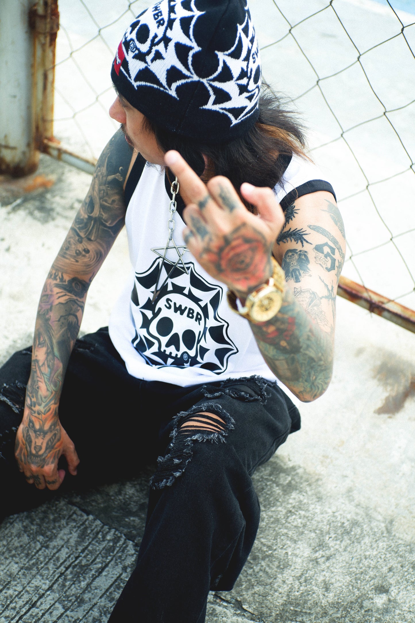 SKULLY WEB TANK TOP